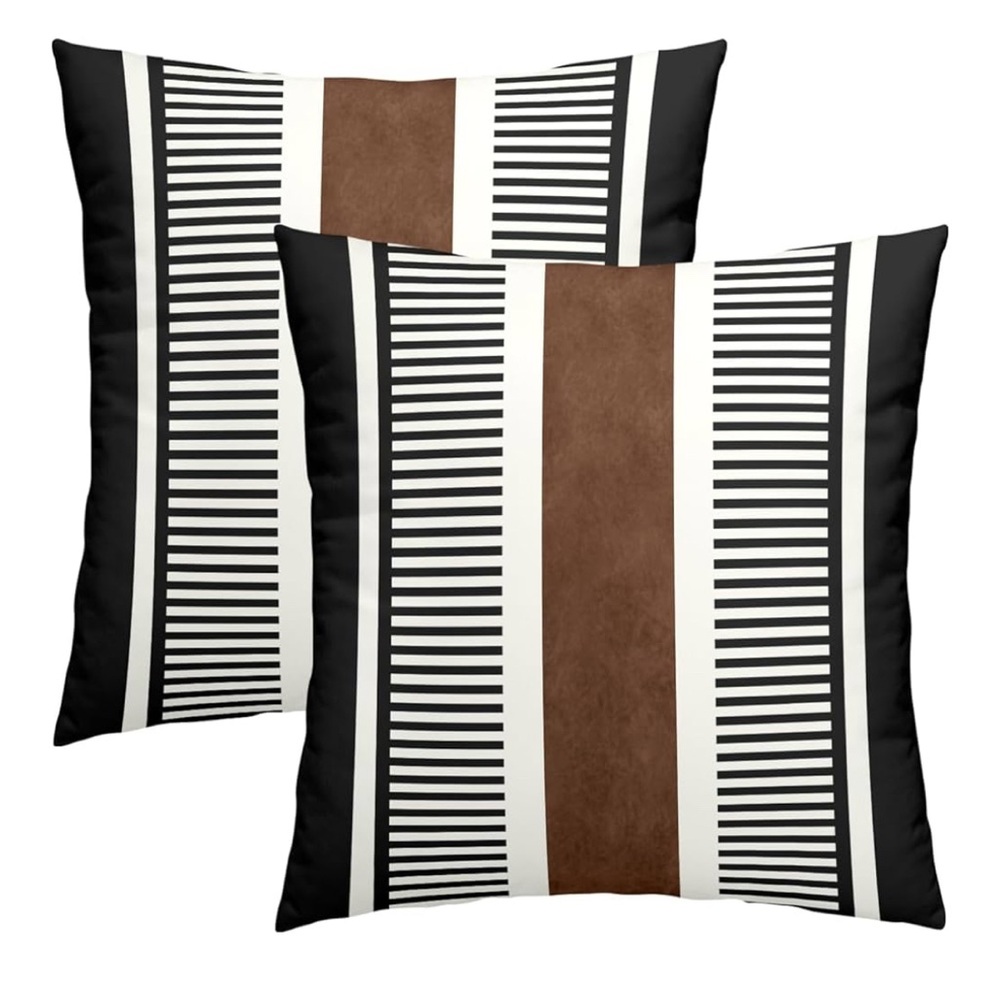 Black and Brown Striped Throw Pillows